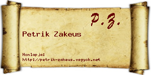 Petrik Zakeus névjegykártya